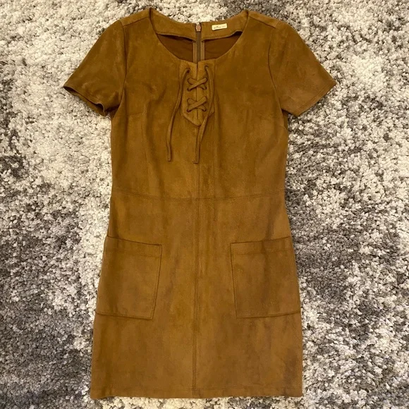 hollister brown dress Hollister Brown Suede Lace-Up Dress